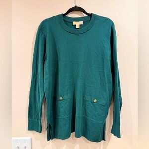 🔥NWT Michael Kors Women’s Green Long Sleeve Sweater with Button Accents Size L🔥